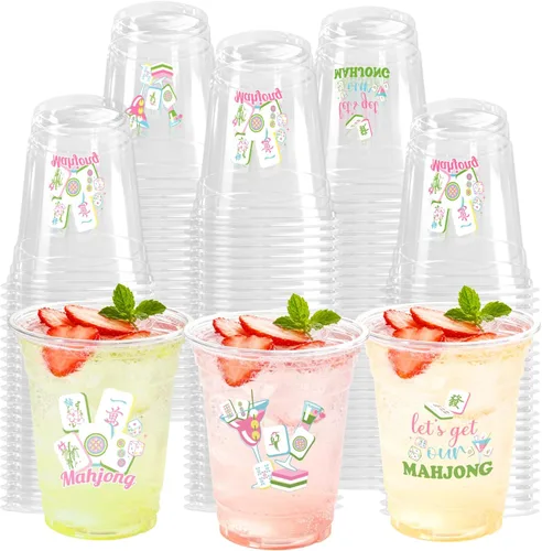 Miniatura 9 de 100 Piezas Vasos de Plástico Rosa Fiesta Vaquera Occidental 12 OZ Vasos Desechables Disco, Diseños de Sombrero Vaquero, Bota y Bola Disco
