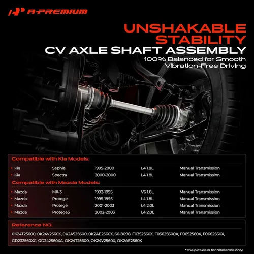 Miniatura 2 de A-Premium Conjunto de eje de eje CV compatible con Kia Sephia 1995-2000 y Mazda MX-3 1992-1995, Protege 1995/2001-2003, Protege5 2002-2003, 1.8L