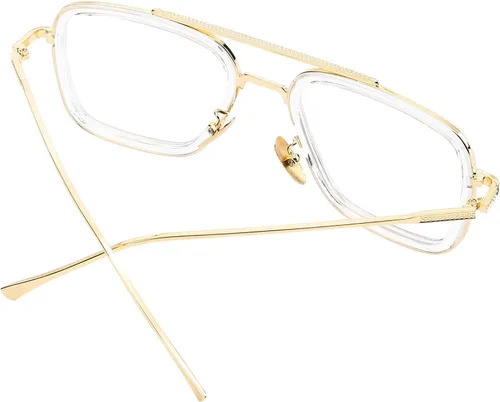 Miniatura 3 de Onrtry Tony Stark - Lentes de bloqueo de luz azul para hombres y mujeres, montura de metal retro, lentes de Iron Man Spider-Man Marco transparente