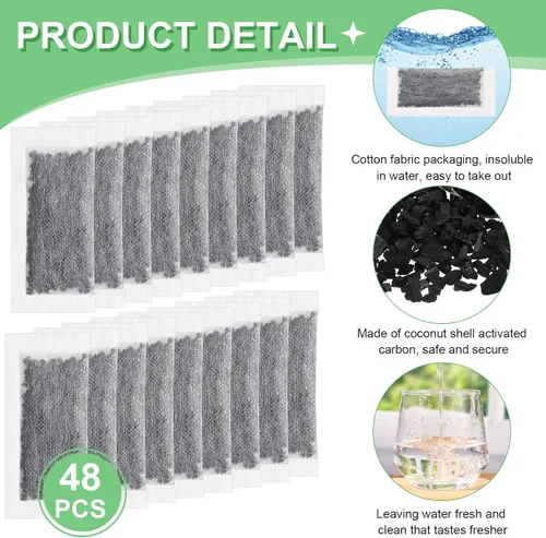 Miniatura 3 de Paquete de 48 filtros de destilador de carbón activado de repuesto, bolsas de filtro de carbón activado con cáscara de coco, compatibles con modelos