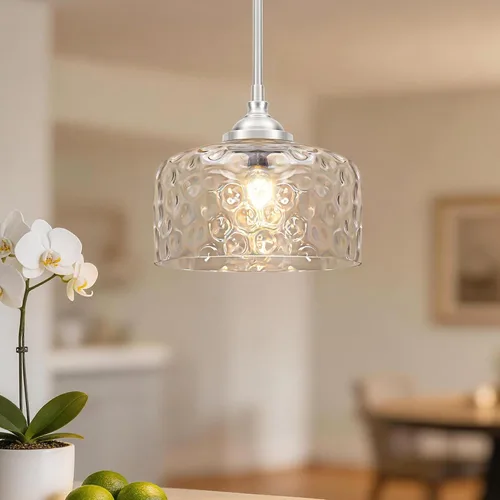 Miniatura 16 de 3 luces colgantes ajustables para isla de cocina, metal cepillado dorado y vidrio transparente, luces colgantes de latón vintage para baño, pasillo