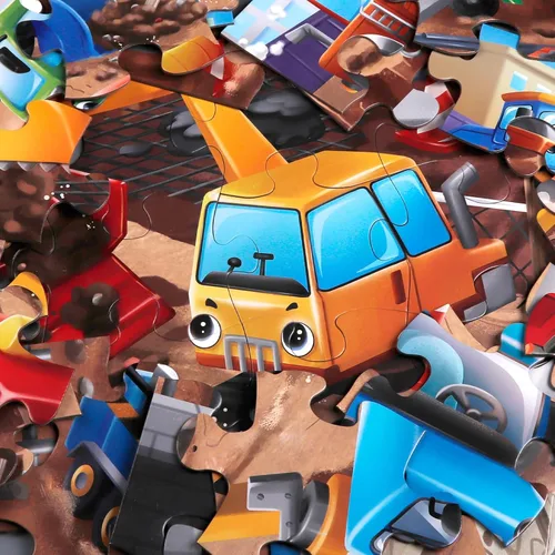 Miniatura 3 de Rompecabezas de piso jumbo para niños, rompecabezas grandes del sitio de construcción, rompecabezas de vehículos de construcción de 48 piezas