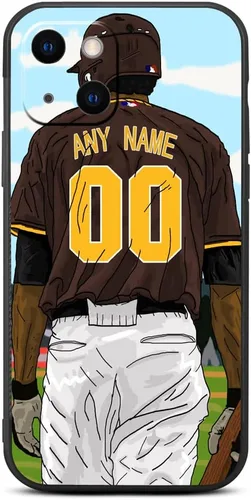 Miniatura 30 de Funda negra con nombre y número personalizable de camiseta de béisbol para iPhone 14 13 12 11 Xs Max XR 8 7 6 Plus 11 Pro mini, silicona