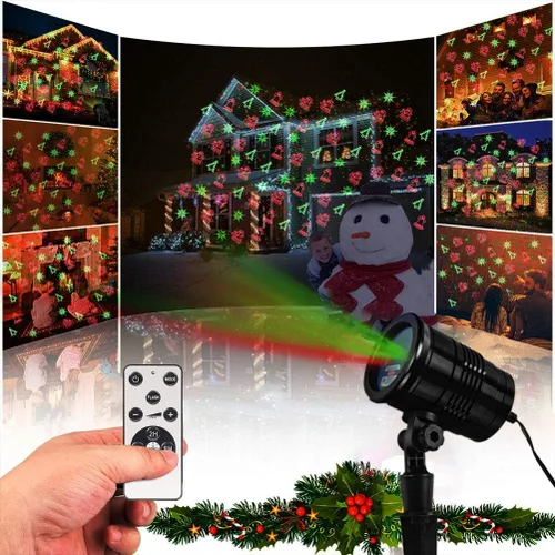 Miniatura 5 de Luces Proyector de Navidad para Exteriores Luces Láser Navideñas para Exteriores Foco de Paisaje Ducha de Estrellas Rojas y Verdes con Accesibilidad