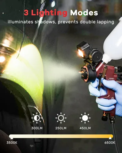 Miniatura 2 de Luz de pistola de pintura LED recargable, luz de pistola de pintura de 450LM con 3 modos de iluminación, 3500–6500K, CRI 95+, giro de 360°