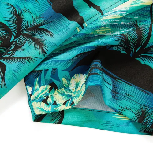 Miniatura 6 de EUOW Camisa hawaiana para hombre, manga corta, con botones, estampada, para verano, playa