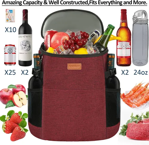 Miniatura 5 de Mochila Enfriadora de Camping para 30 Latas, Mochilas Enfriadoras Suaves Aisladas a Prueba de Fugas Bolsa Enfriadora de Viaje Impermeable Almuerzo