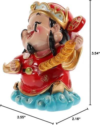 Miniatura 10 de BESPORTBLE CAI Shen - Estatua de Feng Shui, Dios de la riqueza, 2.5 x 3.5 pulgadas, adornos de resina de la suerte para sala de estar, dormitorio