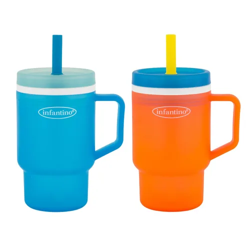 Miniatura 15 de Infantino My 1st Tumbler, Vaso Entrenador de Plástico Duradero con Pajita y Asa, Resistente a Derrames, para Llevar, Taza de Transición sin BPA
