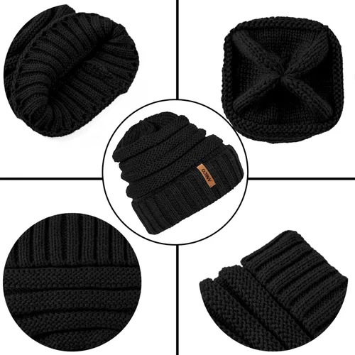 Miniatura 3 de Aneco Conjunto de bufanda de punto cálido de invierno para hombres y mujeres, bufanda elástica suave