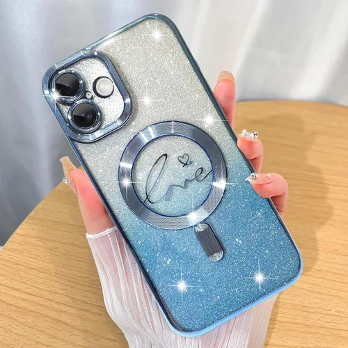 Miniatura 70 de ZIYE Funda Magnética Diseñada para iPhone 11 Funda con Purpurina Plateado de Lujo Corazón de Amor Compatible con MagSafe Funda Transparente