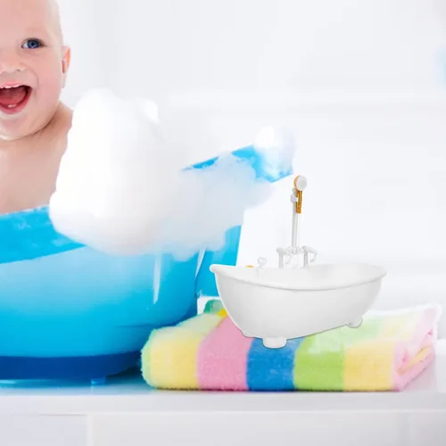 Miniatura 5 de Toyvian Bañera eléctrica de pulverización de agua Piscina con pulverizador sin batería para muñeca (blanco)
