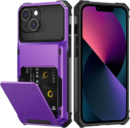 Miniatura 40 de Nvollnoe Funda para iPhone 13 con Portarjetas [Almacena 5 Tarjetas] Funda Cartera de Doble Capa Resistente de Servicio Pesado a Prueba de Golpes