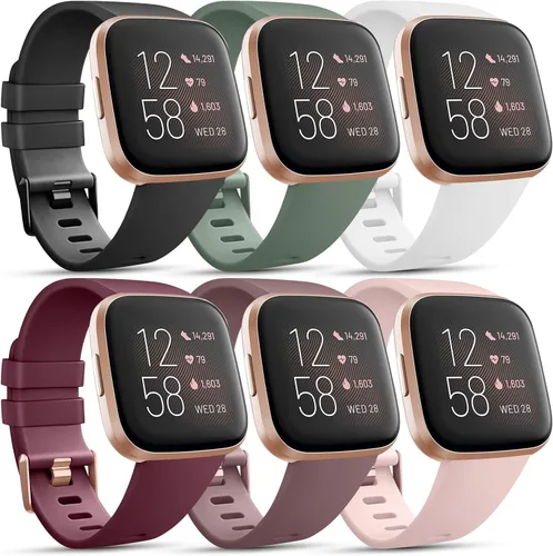 Miniatura 17 de Paquete de 6 correas deportivas compatibles con Fitbit Versa 2 / Fitbit Versa / Versa Lite / Versa SE, correas de repuesto clásicas de silicona