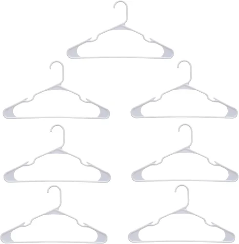 Miniatura 2 de ESSENTIALS Perchas de plástico blanco para adultos, 7 perchas por paquete