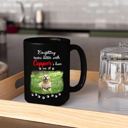 Miniatura 3 de Tazas de café personalizadas, regalo para cumpleaños de amantes de los perros, taza de cerámica de 11 onzas y 15 onzas, taza de café negra