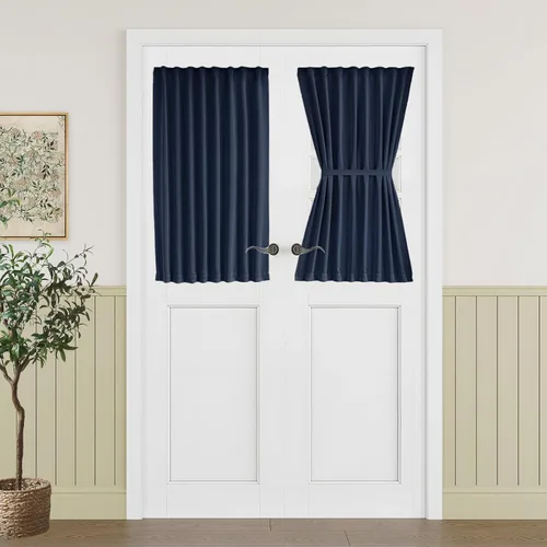 Miniatura 25 de Vatge - Cortinas autoadhesivas para puerta francesa, tratamiento de ventana con filtro de luz sin varillas ni perforaciones para puertas de cristal