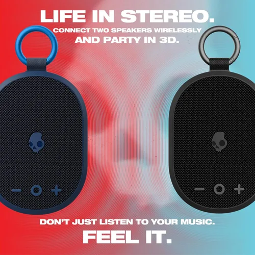 Miniatura 6 de Skullcandy Kilo - Altavoz Bluetooth inalámbrico, IPX7, impermeable, mini altavoz Bluetooth con batería de 24 horas, radiador pasivo de disparo hacia