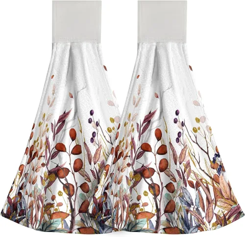 Miniatura 41 de Poppy Flower Hanging Hand Towels Set of 2,17x12 Inch Watercolor Chinoiserie Yellow Black Floral Soft Absorbent Dish Cloth Tie Towel for Kitchen