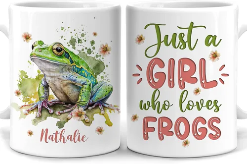 Hyturtle Regalos Personalizados Amante de Ranas - Solo Una Chica Que Ama Las Ranas Taza de Café Personalizada con Nombre en Cerámica de 11oz - Idea
