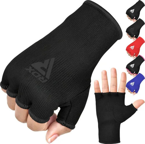 Miniatura 10 de RDX Guantes de mano para boxeo, guantes internos para hombres y mujeres, vendas elásticas de medio dedo, protección para los puños debajo