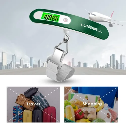 Miniatura 6 de Báscula digital de equipaje de regalo para maleta de viajero, báscula de peso de mano, 110 libras (verde)