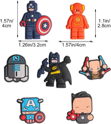 Miniatura 3 de 30 dijes de zapatos para niños, dijes de zapatos de héroe para zapatos y pulseras, regalos de fiesta, Metal no precioso., No es una piedra preciosa