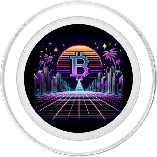 Miniatura 2 de Retro Crypto City - Synthwave Bitcoin Sunrise Art PopSockets MagSafe PopGrip for iPhone