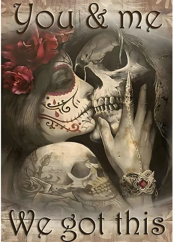 SENQAO Kits de pintura de diamantes de calavera para adultos, amantes del cráneo de Halloween, bricolaje 5D pinturas de diamantes por números,