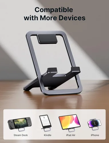 Miniatura 7 de JSAUX Soporte universal para tableta, portátil, plegable, para escritorio, compatible con iPad mini/Air, Samsung Galaxy Tab, Kindle Fire, Steam Gris