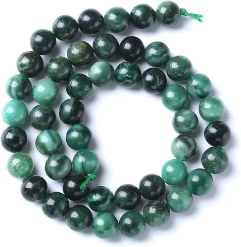 Miniatura 6 de 36 cuentas redondas sueltas de piedra esmeralda verde natural de 0.394 in, cuentas de piedra curativa de energía AAA, para hacer joyas, bricolaje
