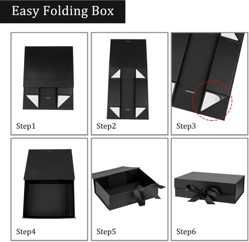 Miniatura 3 de DaiJoob Caja de regalo con tapa para regalos de 10.5 x 7.5 x 3.1 pulgadas con cinta y cierre magnético (paquete de 1) (naranja)