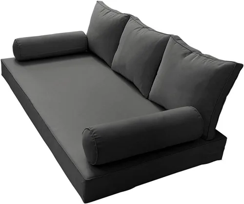 Miniatura 5 de Prolinemax Estilo 3 - Cojín de colchón y almohada para exteriores, interior, sofá cama, porche, cama oscilante, ribete de canalé, tamaño individual