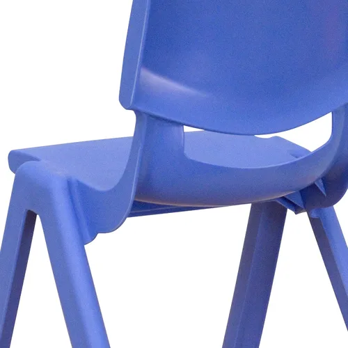 Miniatura 8 de EMMA + OLIVER Paquete de 4 sillas escolares apilables de plástico azul con asiento de 10.5 pulgadas de alto, silla preescolar