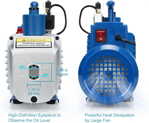 Miniatura 5 de stonylab Bomba de vacío, Bomba de aceite de paletas rotativas de dos etapas con función a prueba de explosiones R32, vacío máximo de 10-15 Pa