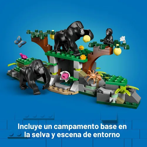 Miniatura 5 de LEGO City Jungle Explorer - Helicóptero de juguete explorador de la jungla en el campamento base, juego de construcción de aventuras para niños
