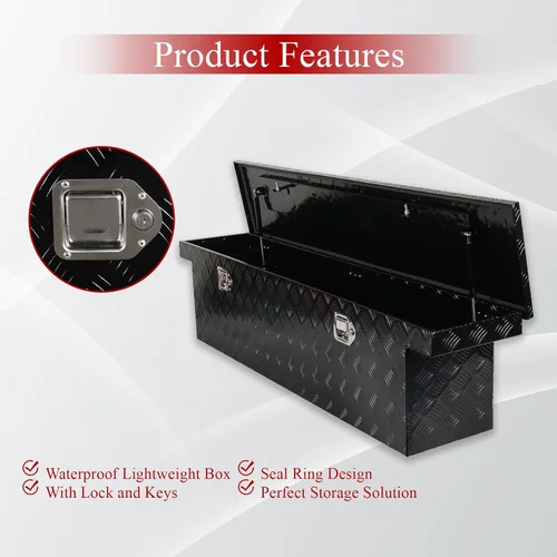 Miniatura 5 de Caja de herramientas de aluminio de 60 pulgadas para camión, caja de pecho de remolque, organizador de almacenamiento bajo la carrocería