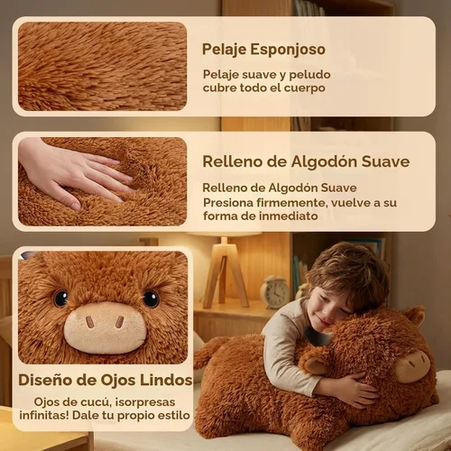 Miniatura 8 de Mewaii Mom's Choice Award Animales de peluche con peso de 4 libras de vaca de las tierras altas, felpa pesada de 23 pulgadas y congestionada