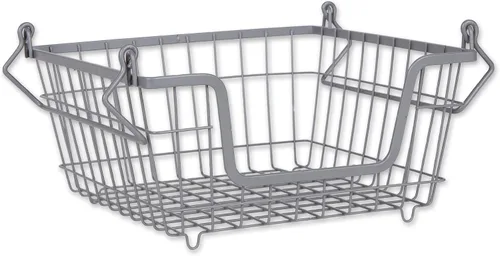 Miniatura 24 de DII - Cubo de almacenamiento apilable de malla de alambre de metal, grande y rectangular, 33 x 25 x 28 cm, blanco Negro