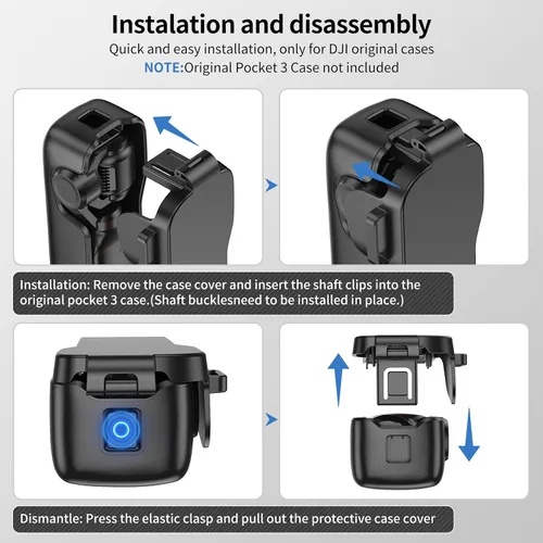 Miniatura 4 de Funda protectora para DJI Osmo Pocket 3/Xtra Muse, carcasa de ABS duro forro suave, 2 ranuras de filtro+2 ranuras para tarjeta TF+clip de micrófono