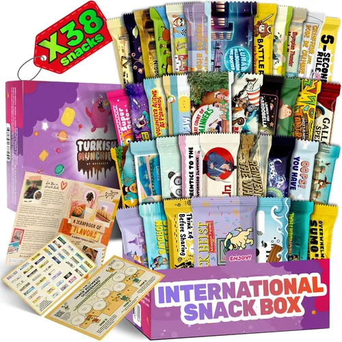 Miniatura 10 de Caja de aperitivos internacional, experiencia única con dulces exóticos universales y golosinas de todo el mundo, alimentos extranjeros listos