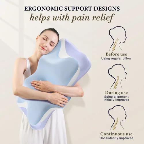 Miniatura 4 de Almohada cervical para aliviar el dolor de cuello, almohadas ergonómicas refrescantes de espuma viscoelástica para dormir, almohada de apoyo