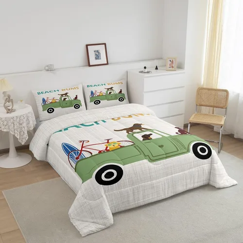 Miniatura 2 de Homewish Lindo juego de edredón de perros, juego de ropa de cama verde para niños, niñas y mujeres, edredón de verano para adultos, juego de edredón
