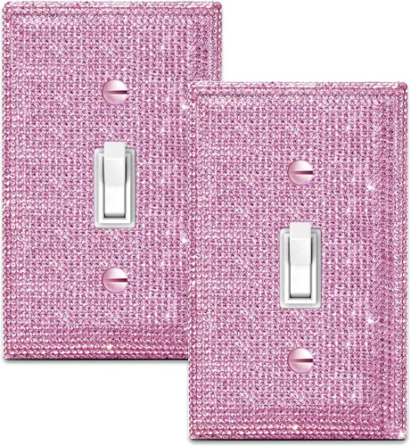 Miniatura 10 de 1 funda para interruptor de luz brillante – Cubierta de placa de interruptor con purpurina dorada con diamantes de imitación 2.2 lbs-2-Oro