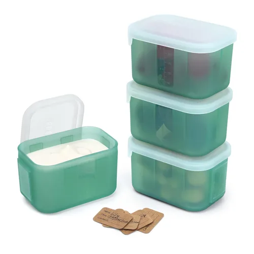 haakaa Mini recipientes de almacenamiento de silicona para comidas, recipientes de silicona de 8 onzas con tapas herméticas, tarros de comida para