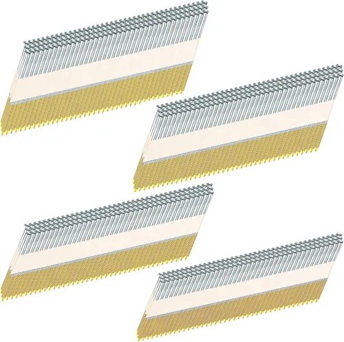 HW HAMWOO Clavos enmarcados de 34°, paquete de uñas de cabeza D, tiras de cinta de papel galvanizado sumergidas en caliente, vástago de anillo, para