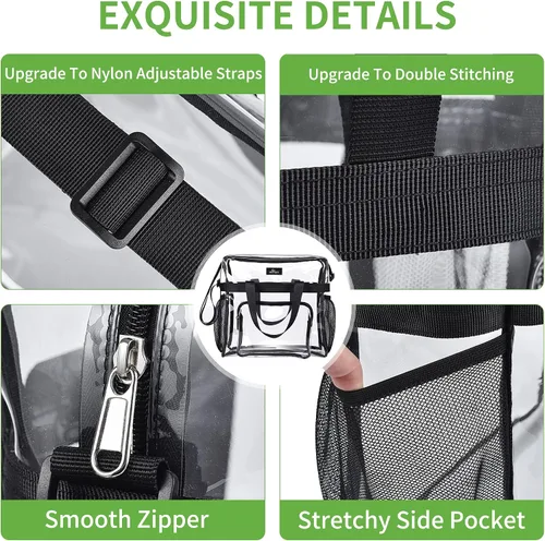 Miniatura 80 de MAY TREE Bolsa transparente para eventos en estadios de 12 x 6 x 12 pulgadas, bolsa de almuerzo transparente con correas reforzadas para trabajo