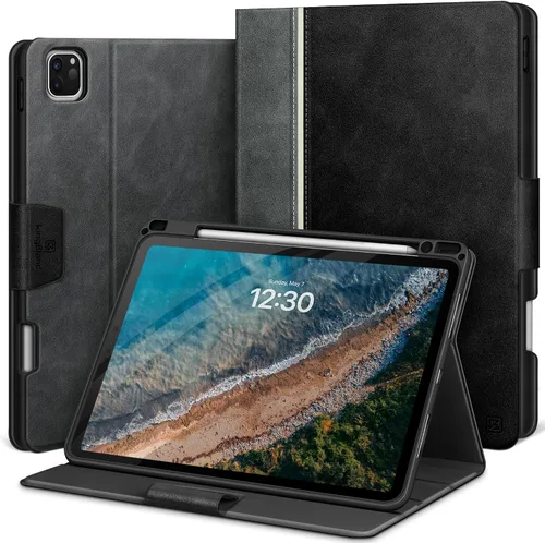 Miniatura 10 de KingBlanc Funda para iPad Pro de 11 pulgadas de 4ª/3ª/2ª/2ª generación (2022/2021/2020) con soporte para lápices, funda de soporte bicolor de cuero
