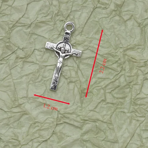 Miniatura 2 de 50 dijes de cruz de Jesús para pulseras, pequeños de 0.9 x 0.5 in, colgantes de metal vintage para hacer joyas, collares, aretes, llavero