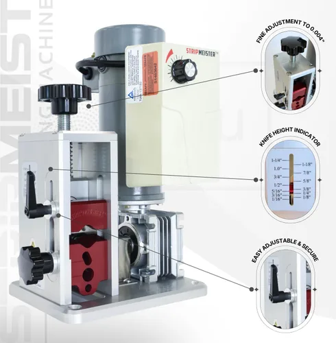 Miniatura 3 de StripMeister Máquina peladora automática eléctrica E500 Pro, pelacables de cobre de hasta 1.25 pulgadas de diámetro, alimentadores ultra agarre